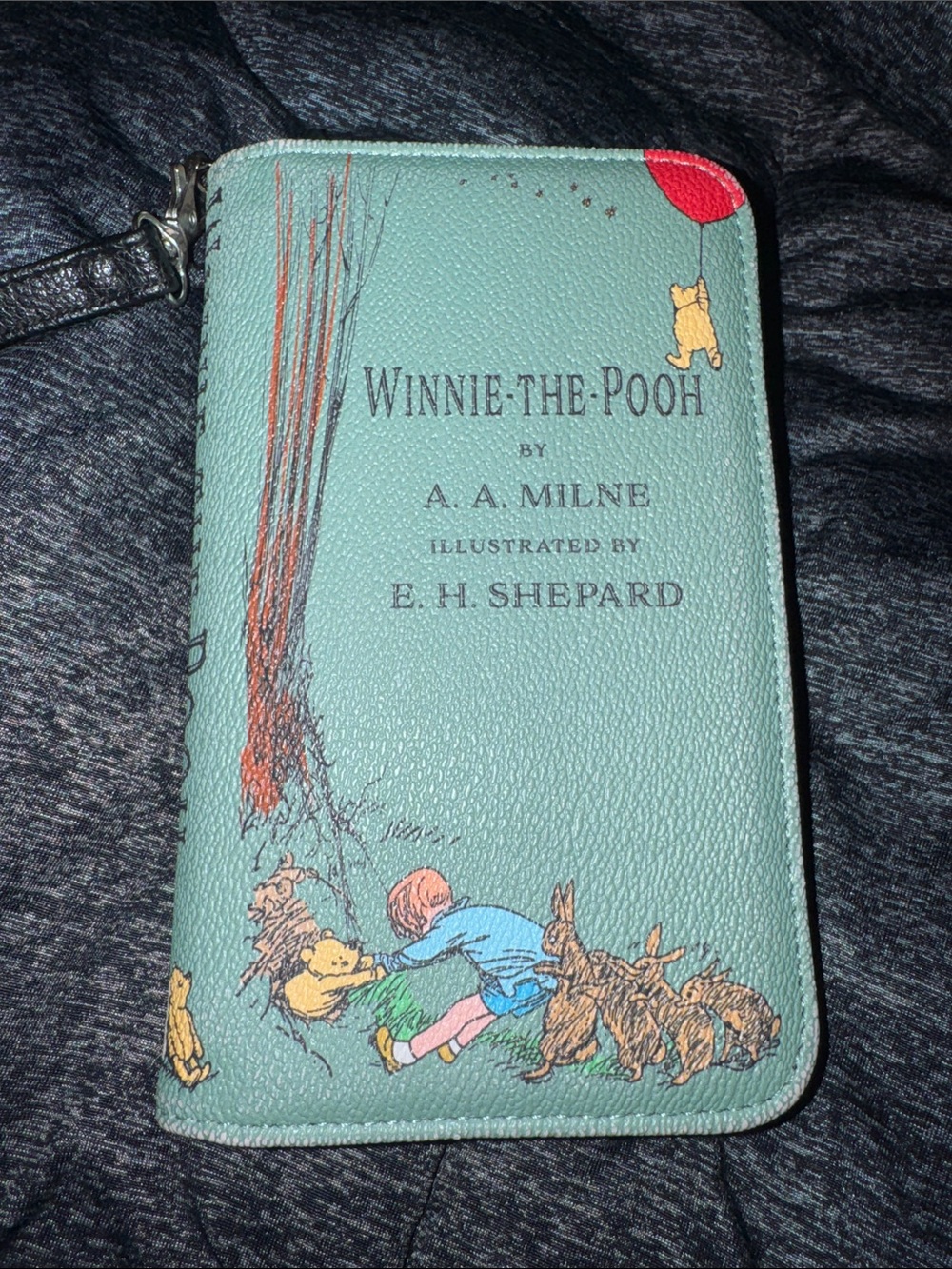 Winnie-the-Pooh Teal Zip Wallet Wristlet